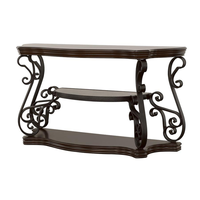 Living Room :traditional Occasional Tables - Sir Rawlinson Sofa Table Deep Merlot And Clear