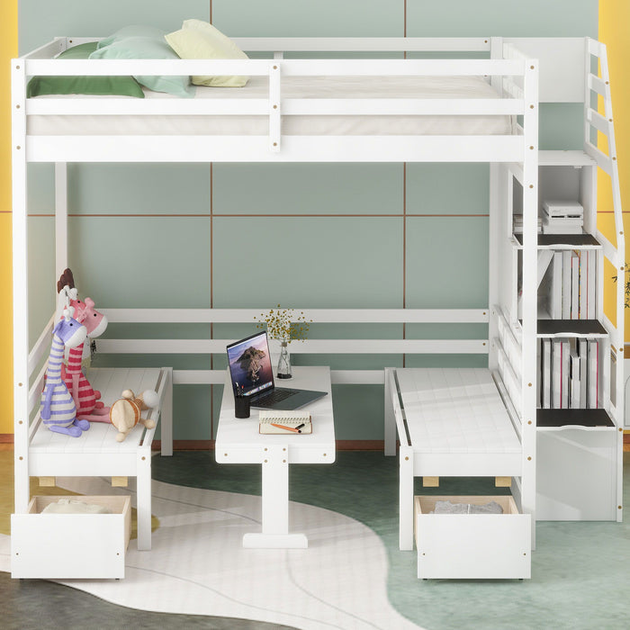 Bunk With Staircase, The Down Bed Can Be Convertible To Seats And Table Set