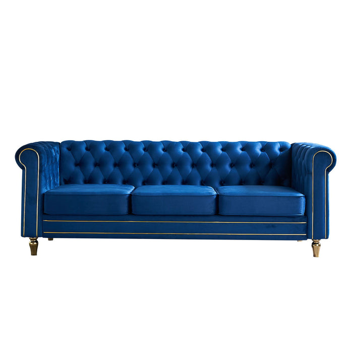 Chesterfield - Velvet Sofa 84.65" For Living Room