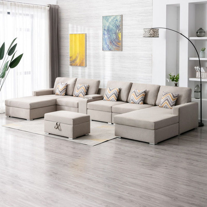 Nolan - 7 Piece Sectional Sofa With Pillows And Interchangeable Legs