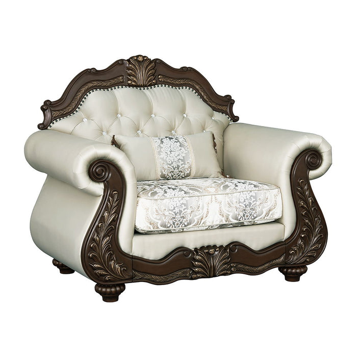 Pierce - Chair With Pillow - Beige Fabric & Cherry Finish