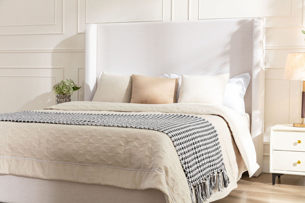 Harper - Tall Headboard Upholstered Bed With 54" High Headboard, Elegant Simplicity - Ivory Canvas