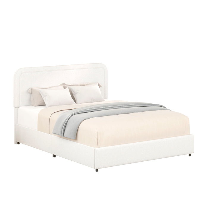 Liv - Patented 2-Drawers Queen Upholstered Storage Platform Bed - Ivory Boucle