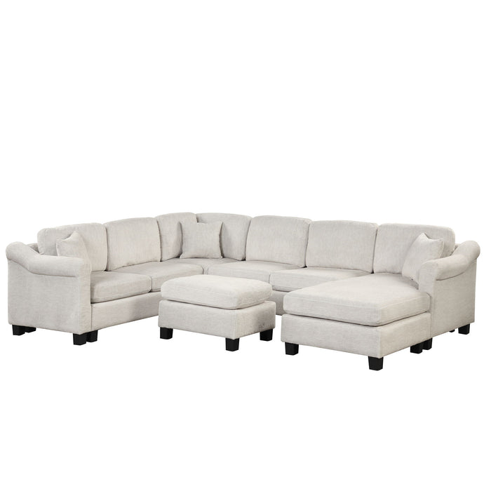 4 Pieces Sectional Sofa With Ottoman With Right Side Chaise