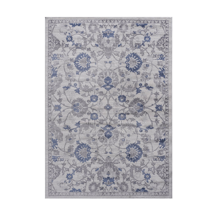 Oriental Non-Shedding Living Room Bedroom Dining Home Office Stylish And Stain Resistant Area Rug - Blue / Silver