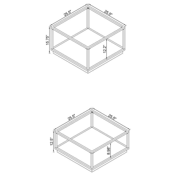 2-piece Square Occasional Set Rose Brass