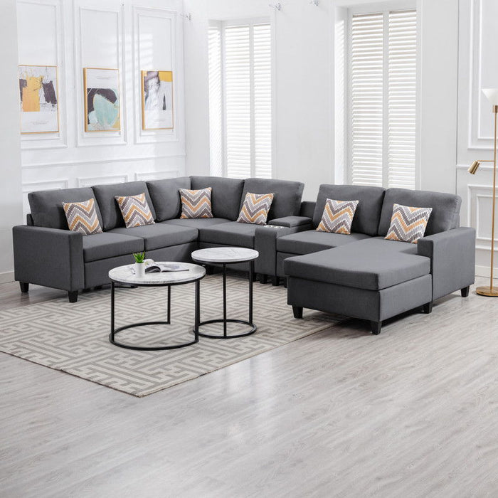 Nolan - 7 Piece Sectional Sofa With Pillows And Interchangeable Legs