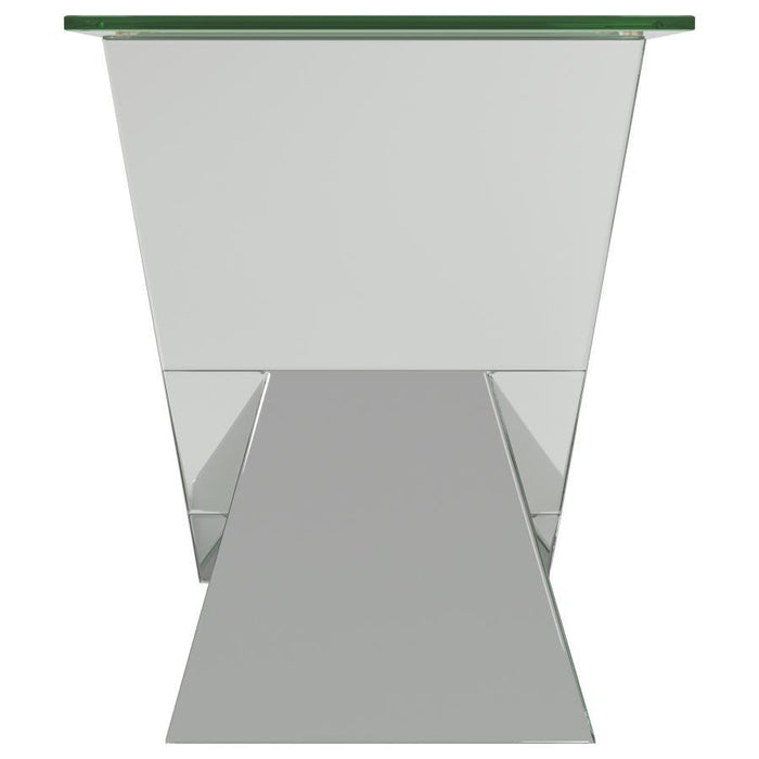 Caldwell V-shaped End Table With Glass Top Silver