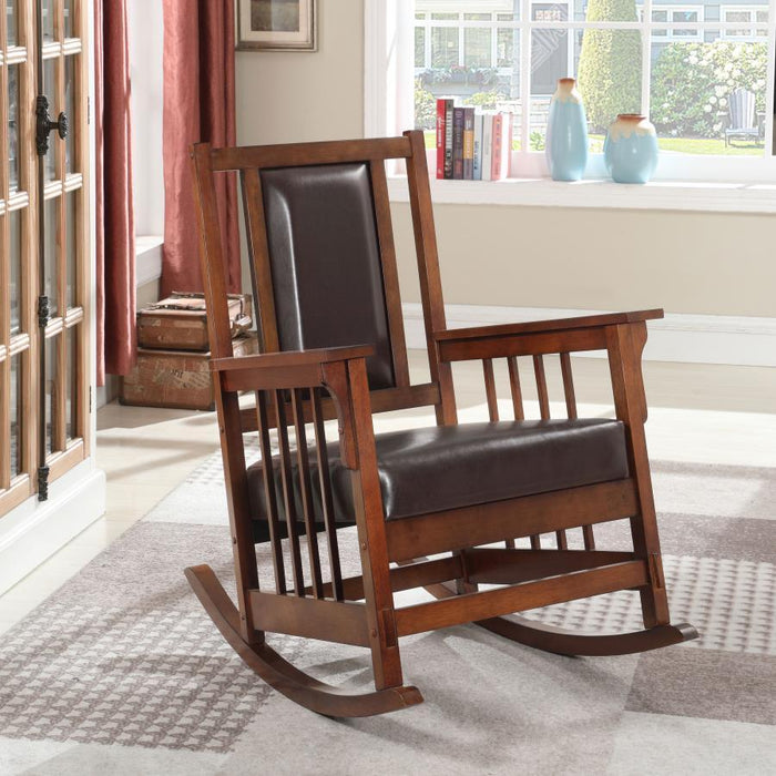 Living Room: Rocking Chairs - Upholstered Rocking Chair Tobacco And Dark Brown