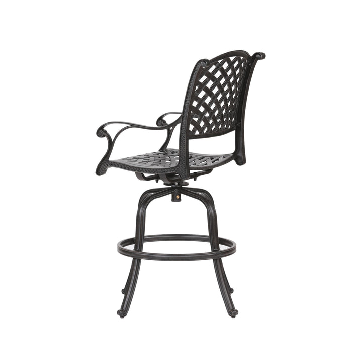 Patio Outdoor Aluminum Bar Stool With Cushion (Set of 2)