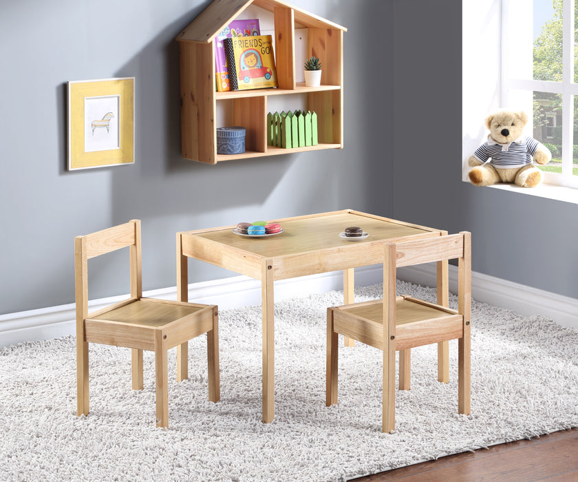 Della - 3-Piece Solid Wood Kids Table & Two Chair Set