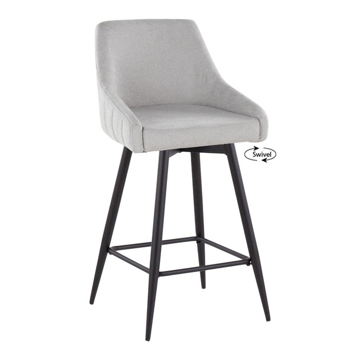 Hannah - Transitional Fixed Height Counter Stool With Swivel With Square Footrest (Set of 2)