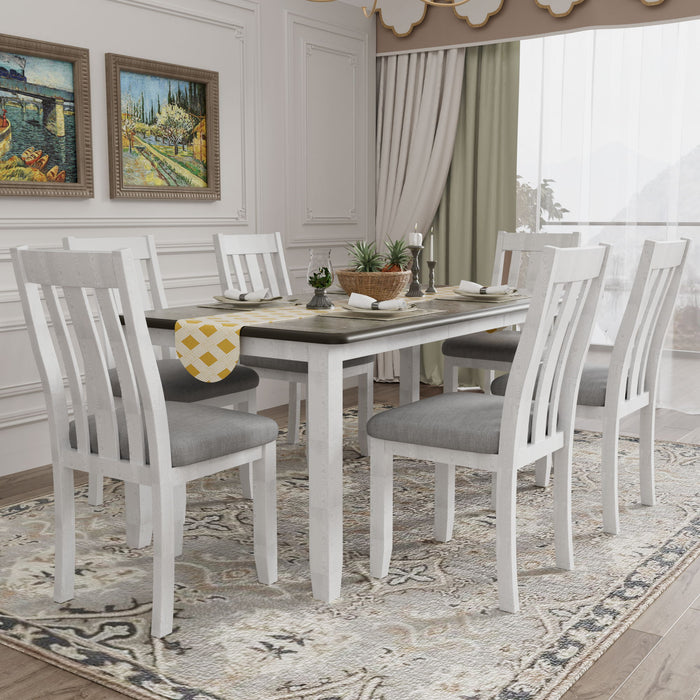 Dining Table Set Retro Style With Extendable Table And Upholstered Chairs