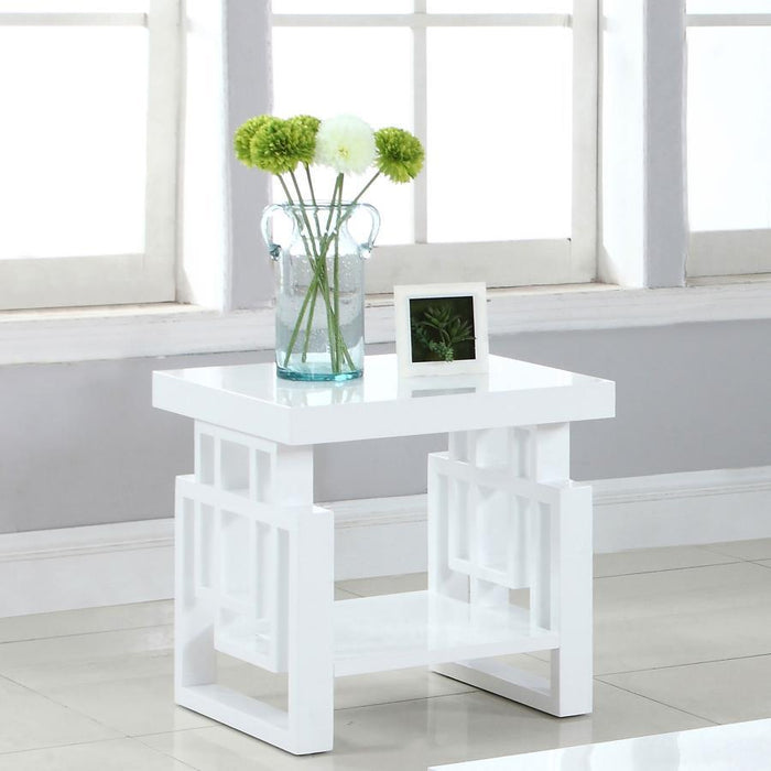 Rectangular End Table High Glossy White