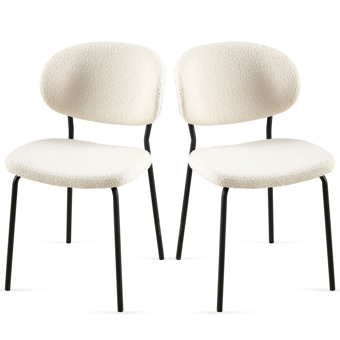 Boucle Dining Chairs, Dining Chairs With Metal Legs For Dining Room, Kitchen, Living Room