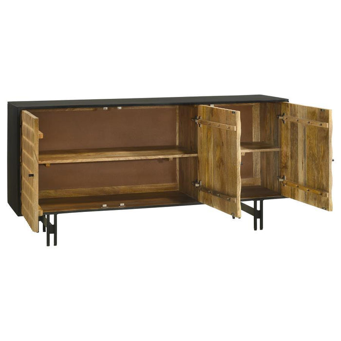 Aminah - 3 Door Wood Accent Cabinet - Natural And Black