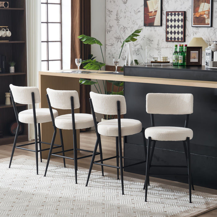 Modern Teddy Fabric Upholstered Bar Stools - Black Legs