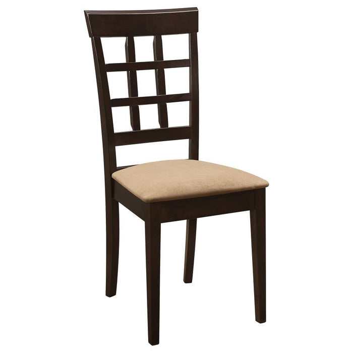 Gabriel Collection - Beige - Gabriel Lattice Back Side Chairs Cappuccino And Tan (Set of 2)