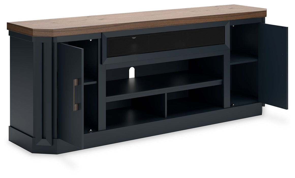 Landocken - Brown / Blue - Xl TV Stand W/Fireplace Option