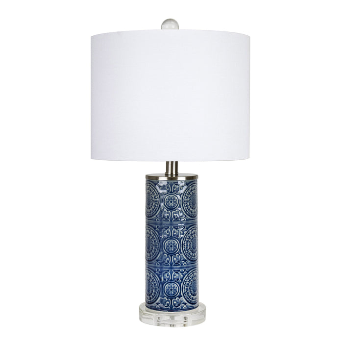 Spyro - Contemporary Table Lamp - Bijou Blue / White / Clear Crystal / Nickel