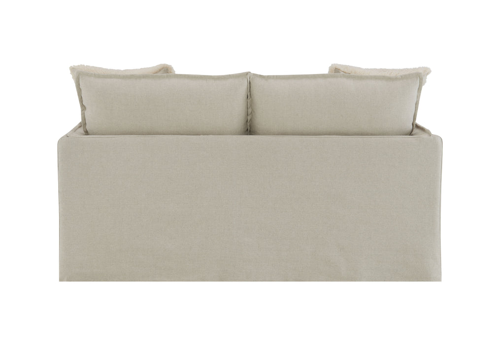 Upendo - Pattern Linen Loveseat With 2 Toss Pillows - Beige