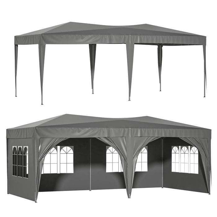 Pop Up Canopy Outdoor Portable Party Folding Tent With 6 Removable Sidewalls + Carry Bag + 6 Pieces Weight Bag