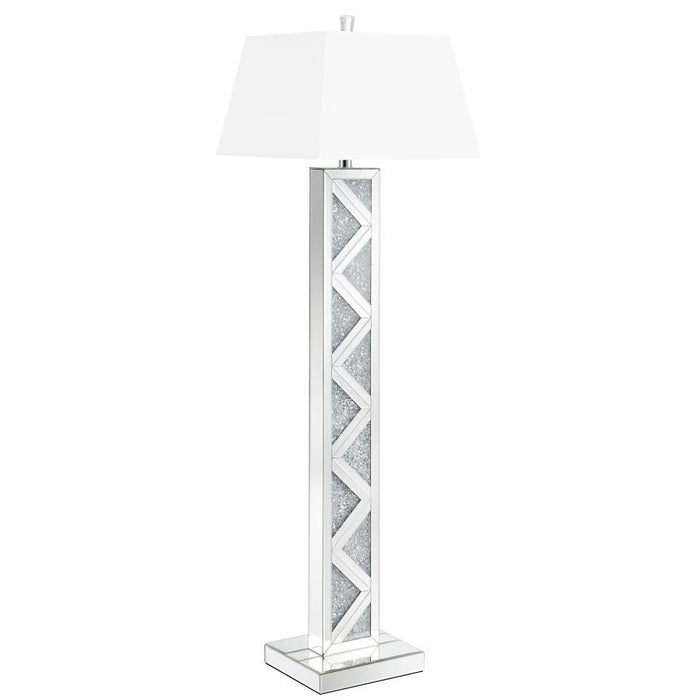 White - Geometric Base Floor Lamp Silver