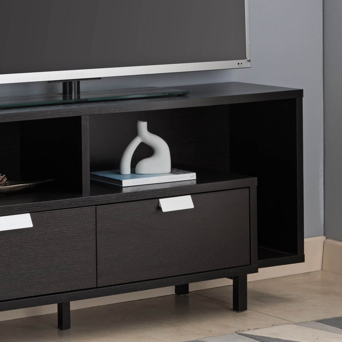 Entertainment Stand, TV Console Table With 2 Drawers And Open Shelving