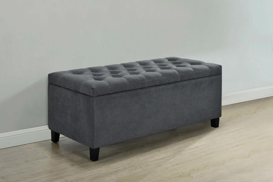 Accent : Benches & Ottomans - Charcoal - Lift Top Storage Bench Charcoal