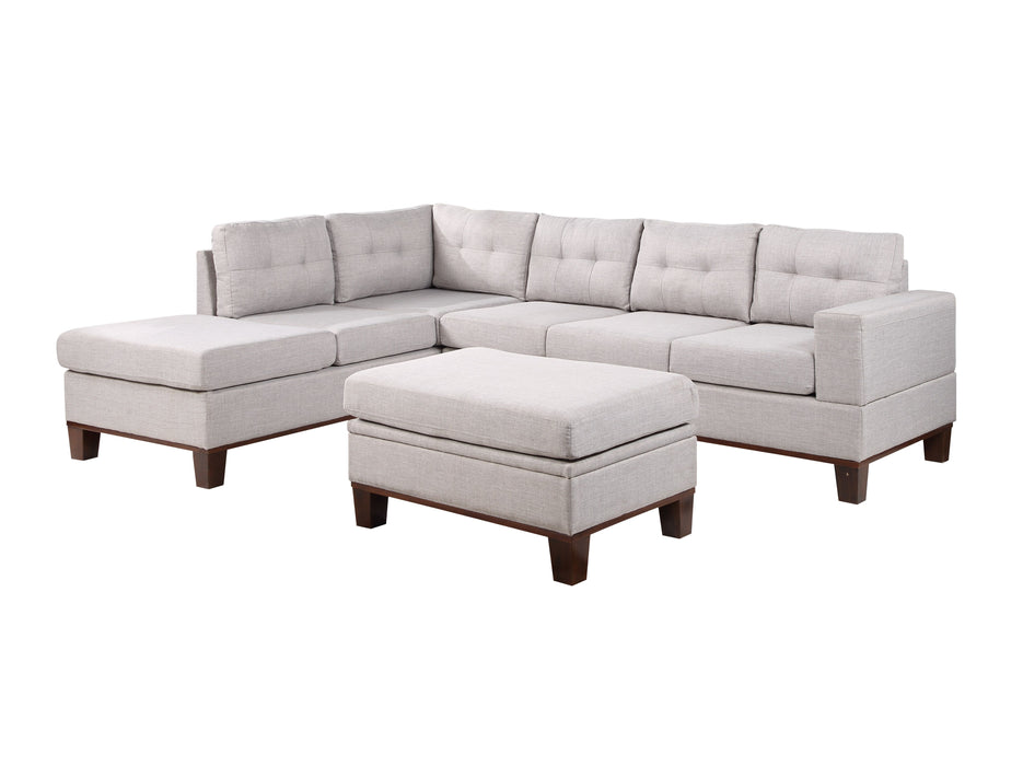 Hilo - Fabric Reversible Sectional Sofa With Dropdown Armrest, Cupholder, And Storage Ottoman