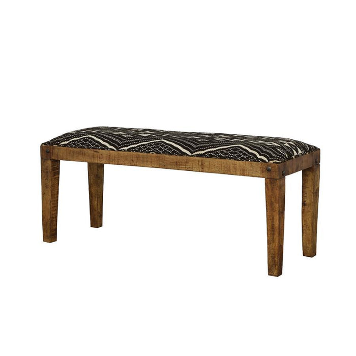 Black - Serene Rectangular Upholstered Bench Natural And Navy