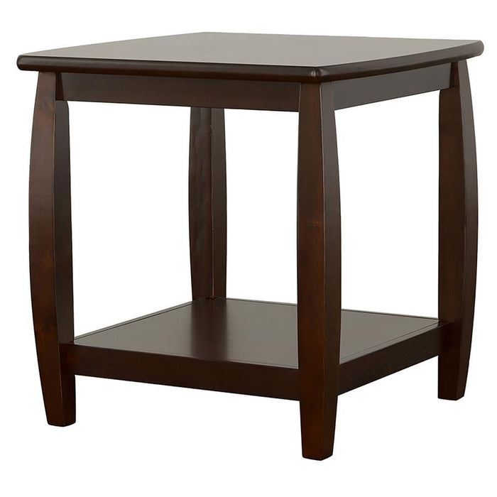 Living Room : Wood Top Occasional Tables - Square End Table With Bottom Shelf Espresso