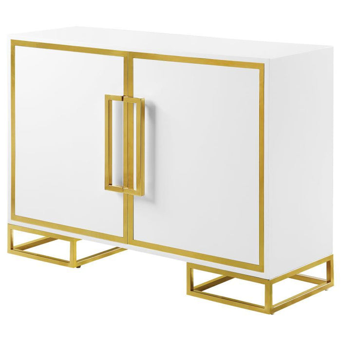 Elsa - 2-Door Accent Cabinet With Adjustable Shelves - White And Gold