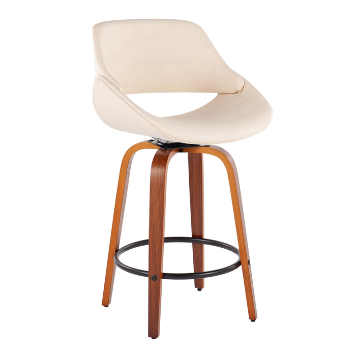 Fabrico - Mid Century Modern Fixed Height Counter Stool And Round Footrest (Set of 2)