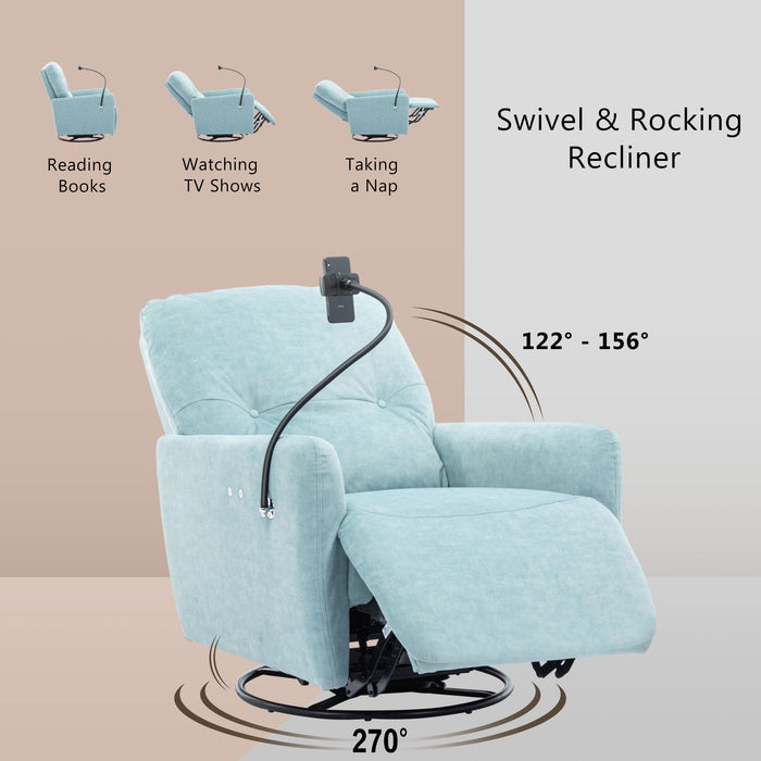 270° Swivel Electric Recliner Home Theater Seating Single Reclining Sofa Rocking Motion Recliner With A Phone Holder For Living Room