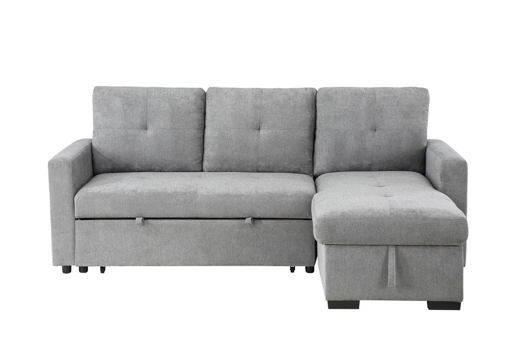 Serenity - Fabric Reversible Sleeper Sectional Sofa With Storage Chaise - Gray