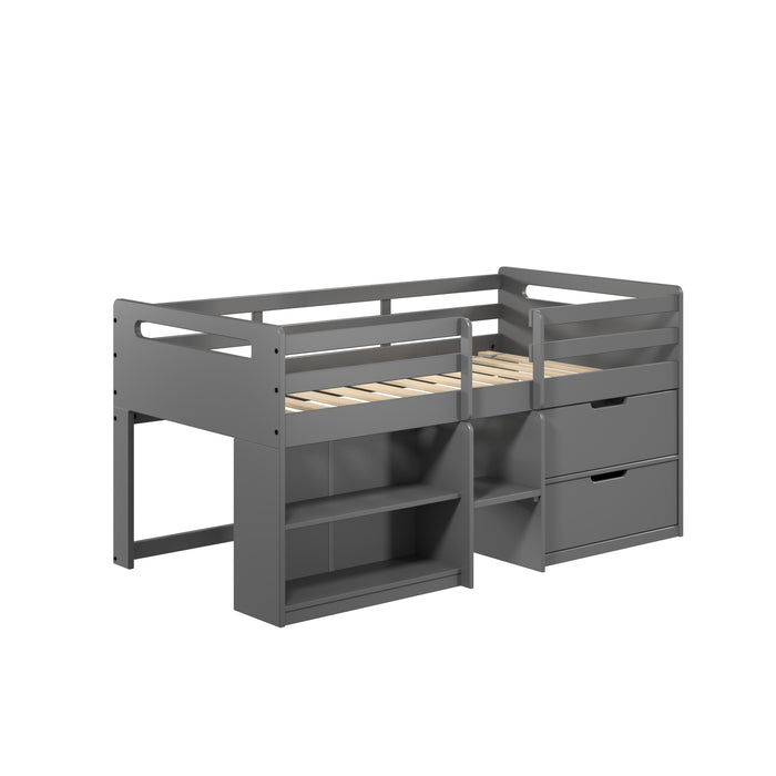 Fabiana - Twin Loft Bed With Storage - Gray