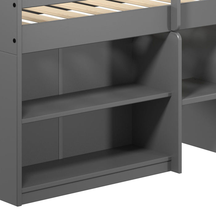 Fabiana - Twin Loft Bed With Storage - Gray