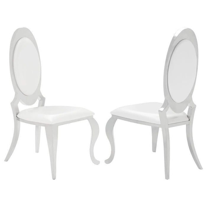 Creamy White - Antoine Oval Back Side Chairs Cream And Chrome (Set of 2)