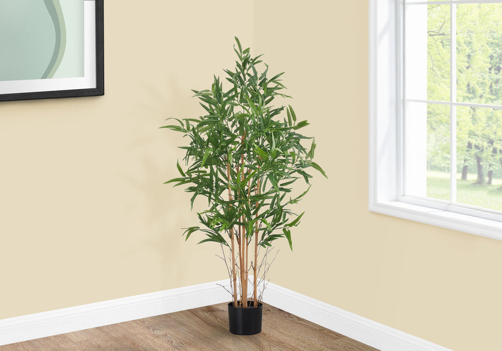 Artificial Plant, 50" Tall, Bamboo Tree, Indoor, Faux, Fake, Floor, Greenery, Potted, Decorative - Green / Black