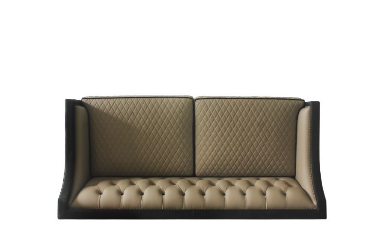 House - Beatrice Sofa - Tan PU, Black PU & Charcoal Finish