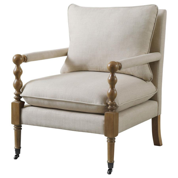 Beige - Upholstered Accent Chair With Casters Beige