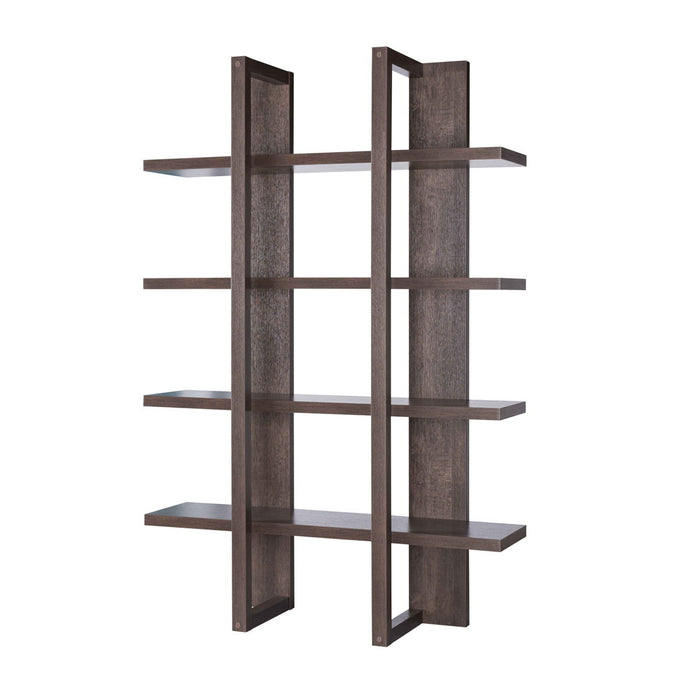 Wooden 4 Tier Display Organizing Cabinet, Tall Bookcase With Open Shelving - Walnut Oak