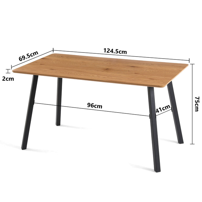 Modern Design Rectangle MDF Restaurant Wooden Dining Table With Metal Frame - Walnut