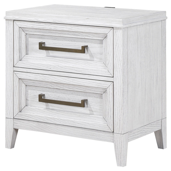 Marielle - 2-Drawer Nightstand Bedside Table - Distressed White