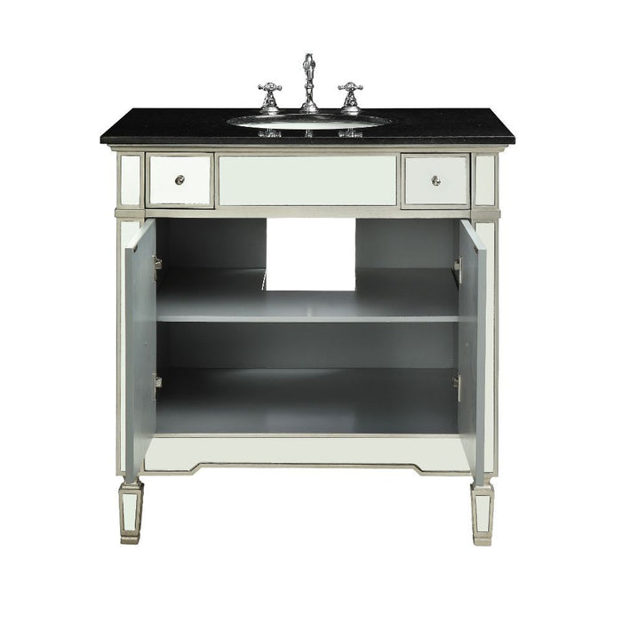 Atrian - Sink Cabinet - Black Marble & Mirrrored