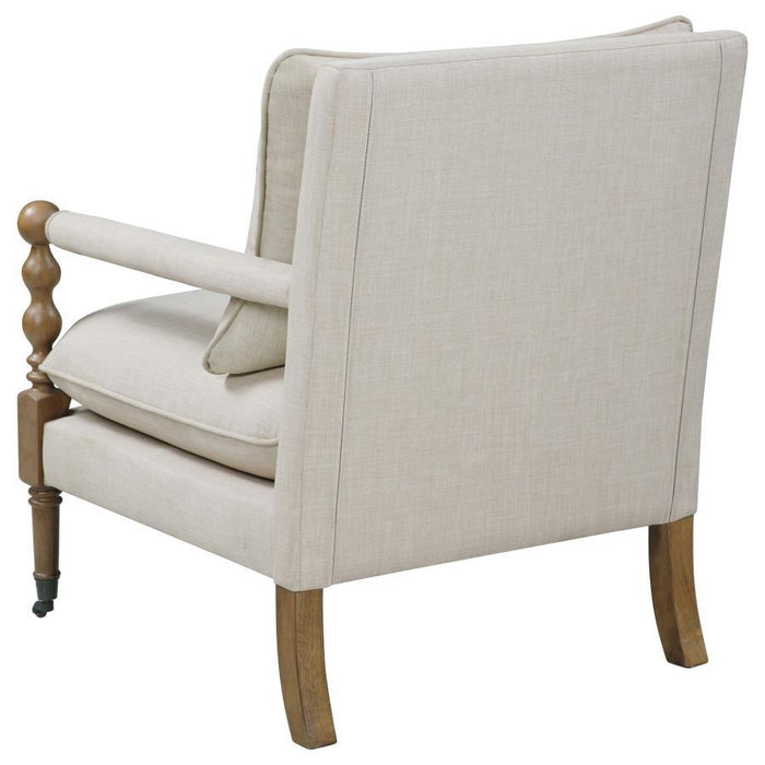 Beige - Upholstered Accent Chair With Casters Beige