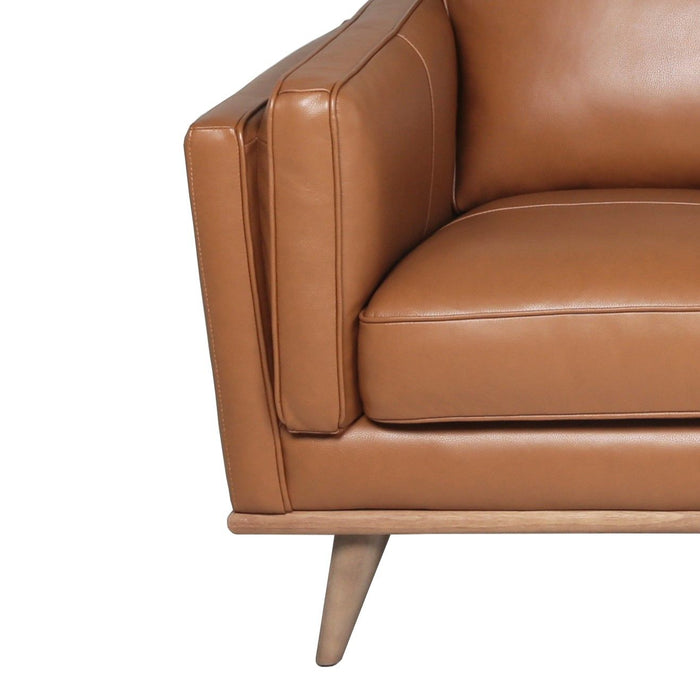 Modern Leather Sofa - Caramel