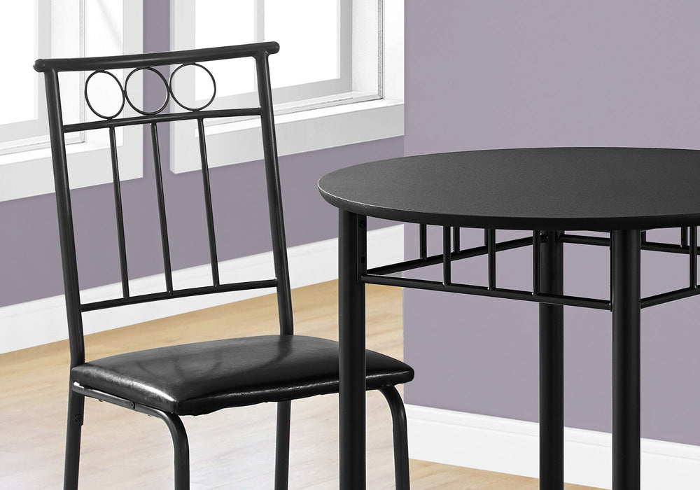 3 Pieces Dining Table Set, Small, Round, Contemporary & Modern - Black