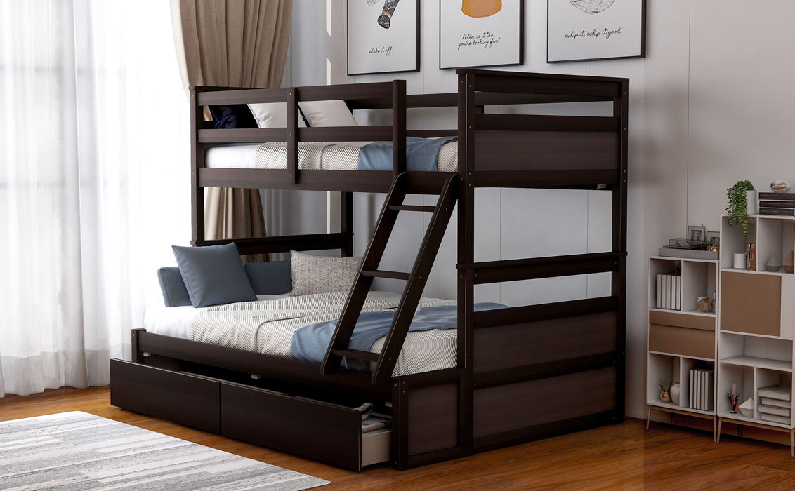 Twin Over Full Bunk Bed With Storage - Espresso